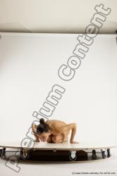 Nude Gymnastic poses Woman White Slim long brown Multi angle poses Pinup